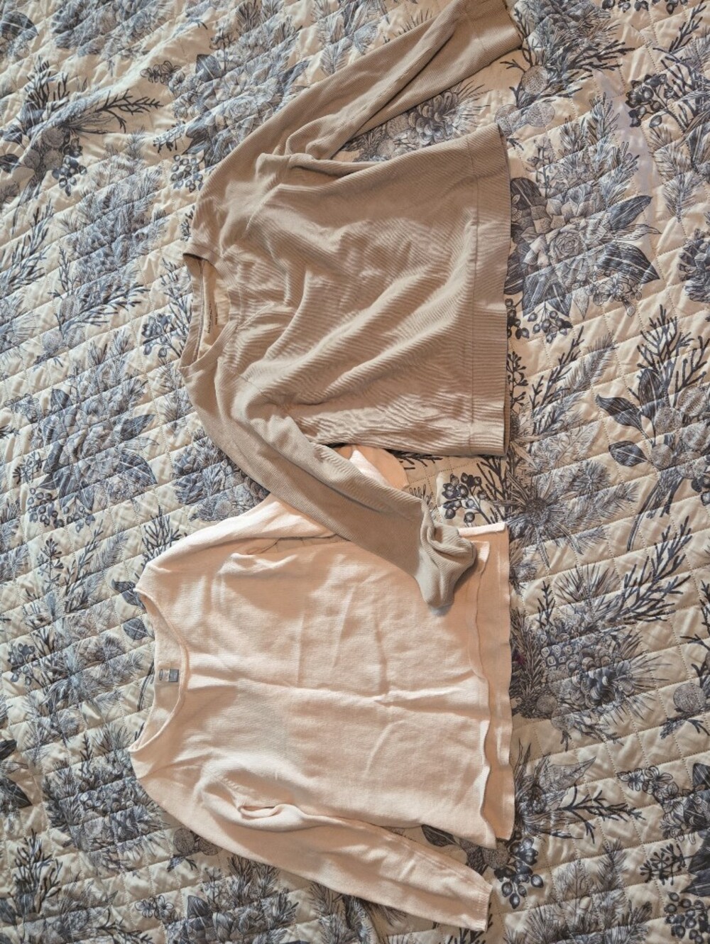 Two Neutral Long-Sleeve Tops - Light Pink & Beige